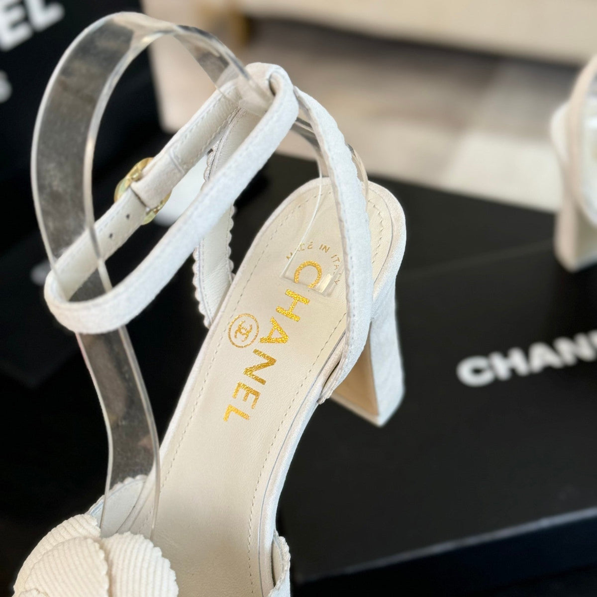 CC Sandals 80mm White Suede