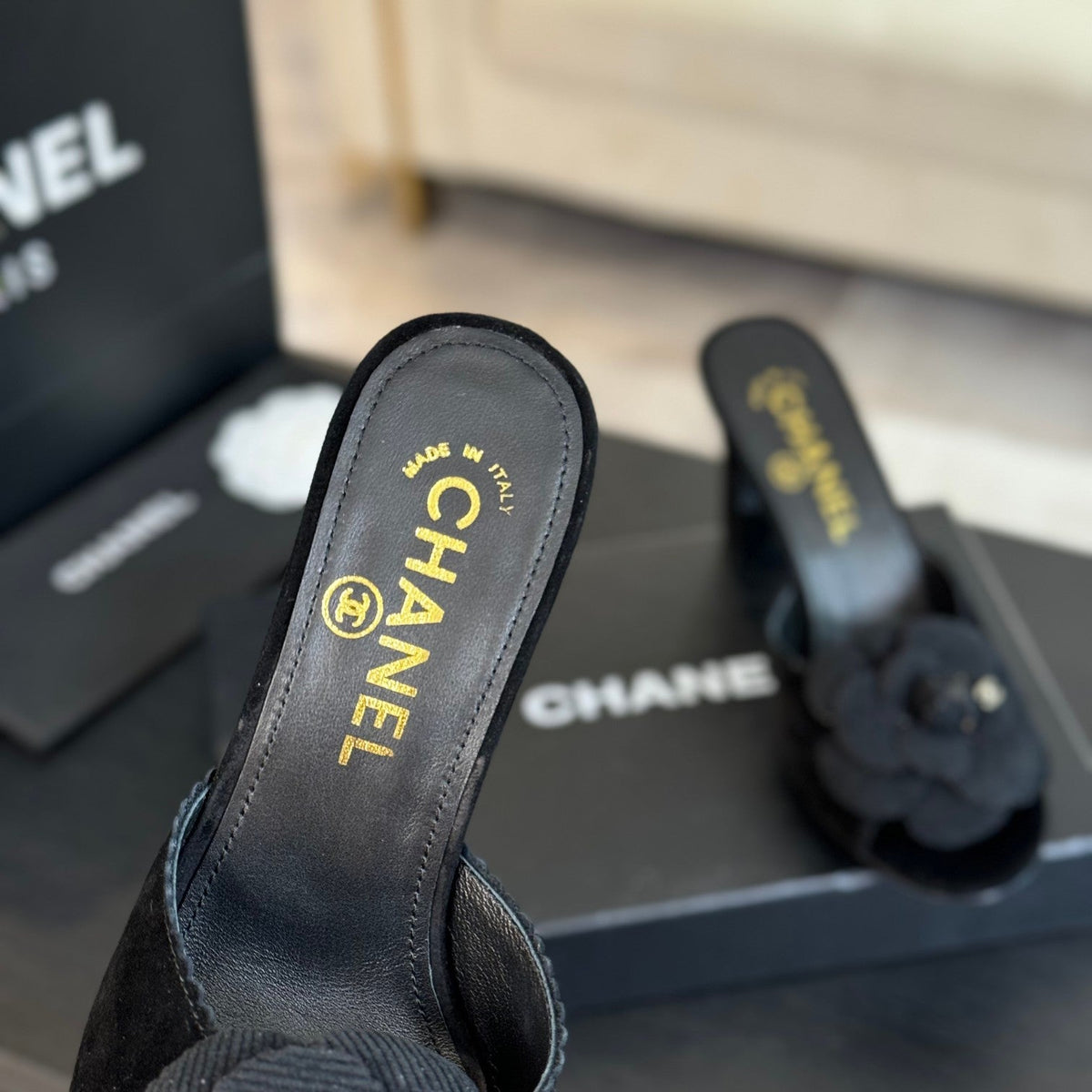 CC Mules 80mm Black Suede