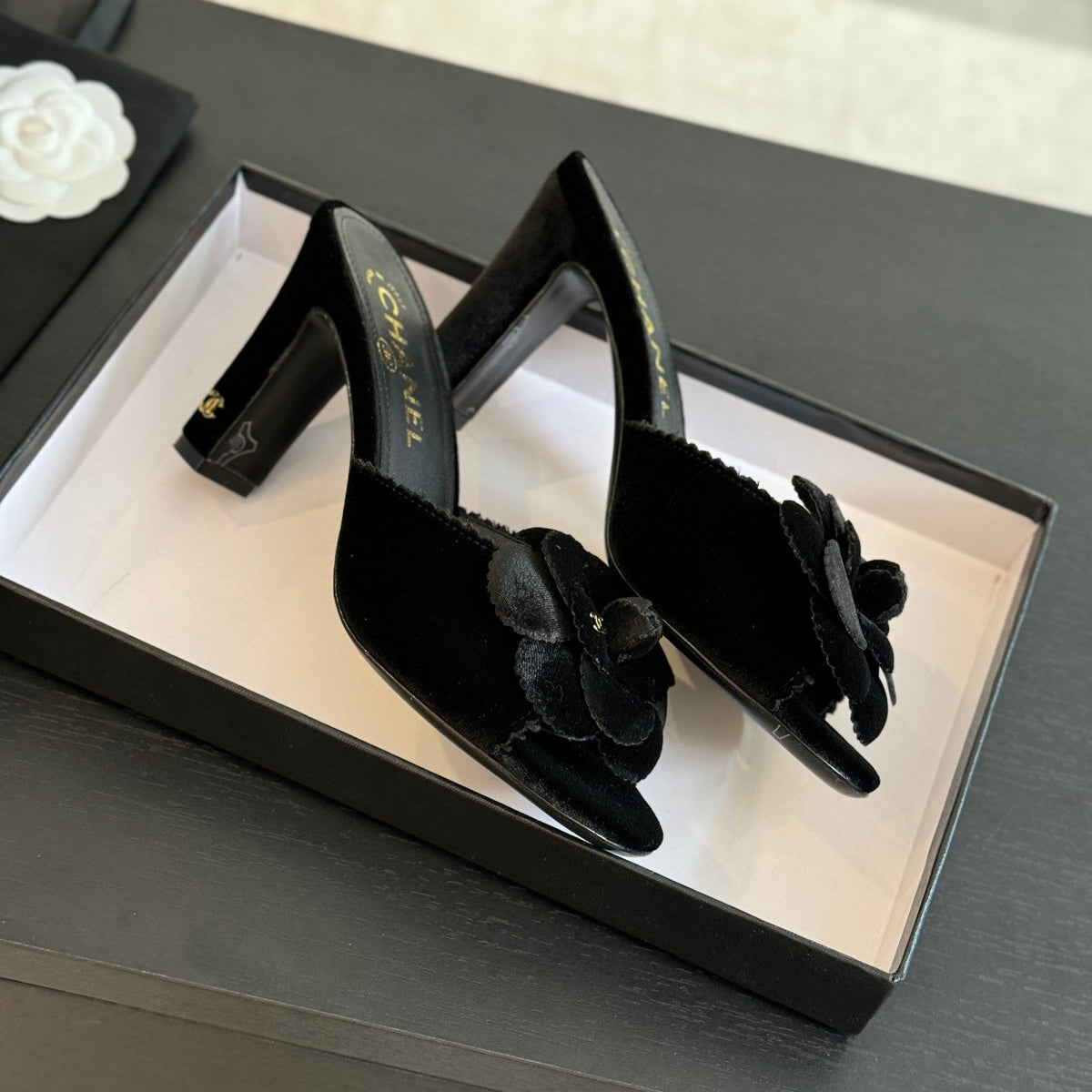 CC Mules 80mm Black Velvet