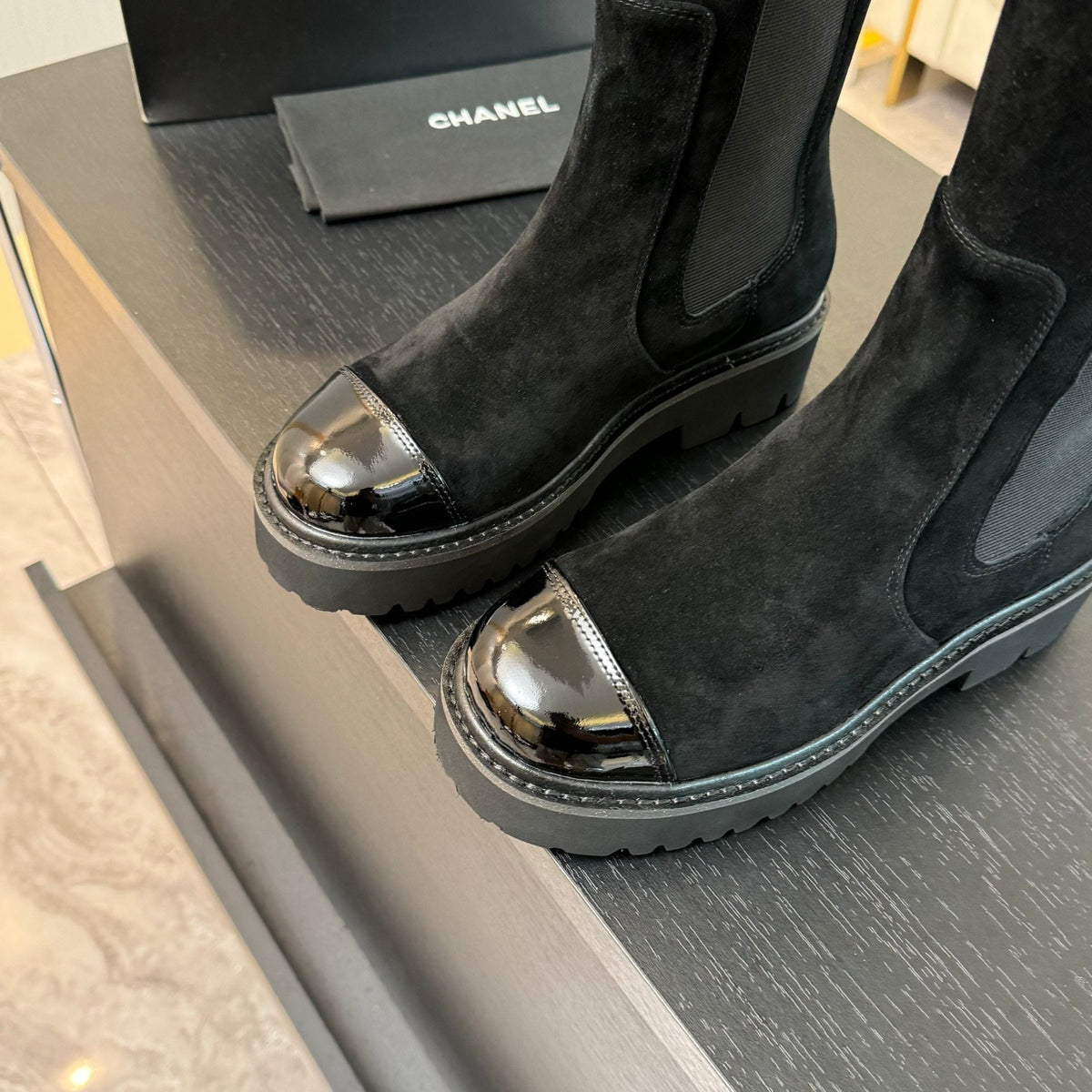 CC Chelsea High Boots Black Suede And Cowhide