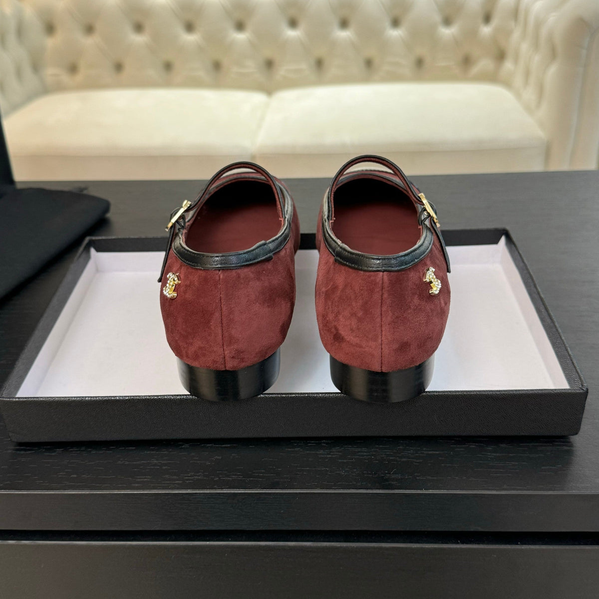 CC Mary Jane Black Dark Red Suede