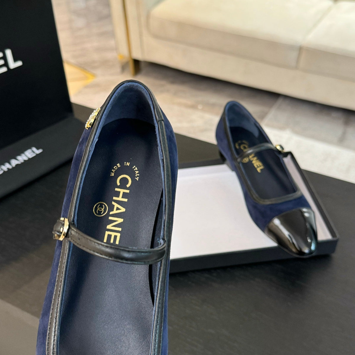 CC Mary Jane Black Dark Blue Suede
