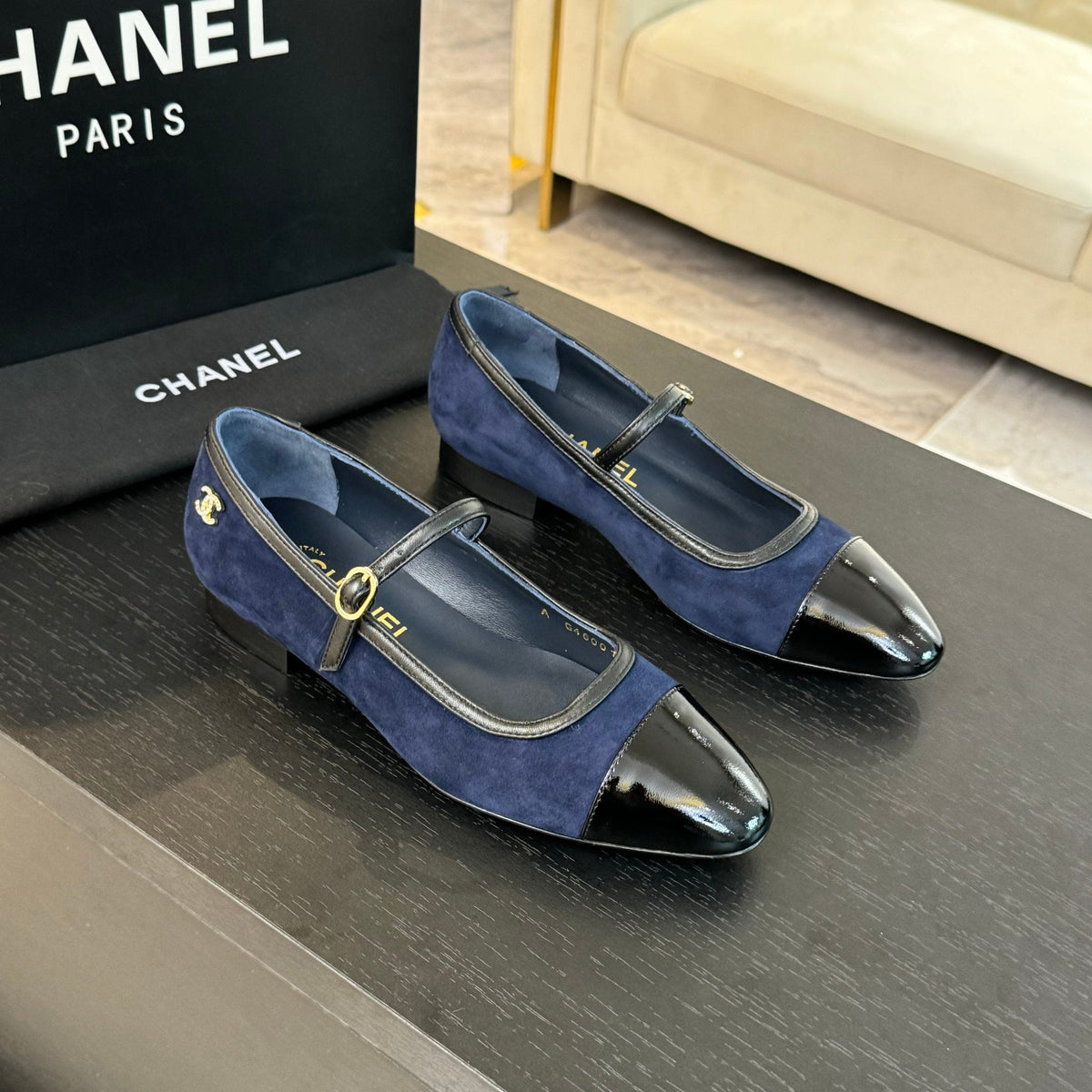 CC Mary Jane Black Dark Blue Suede