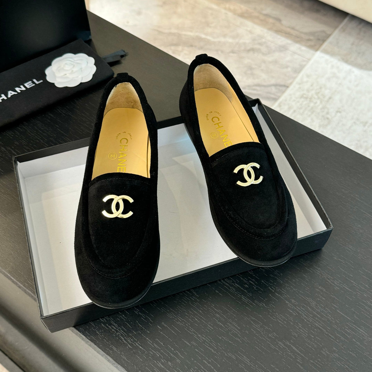 CC Moccasins Black Suede