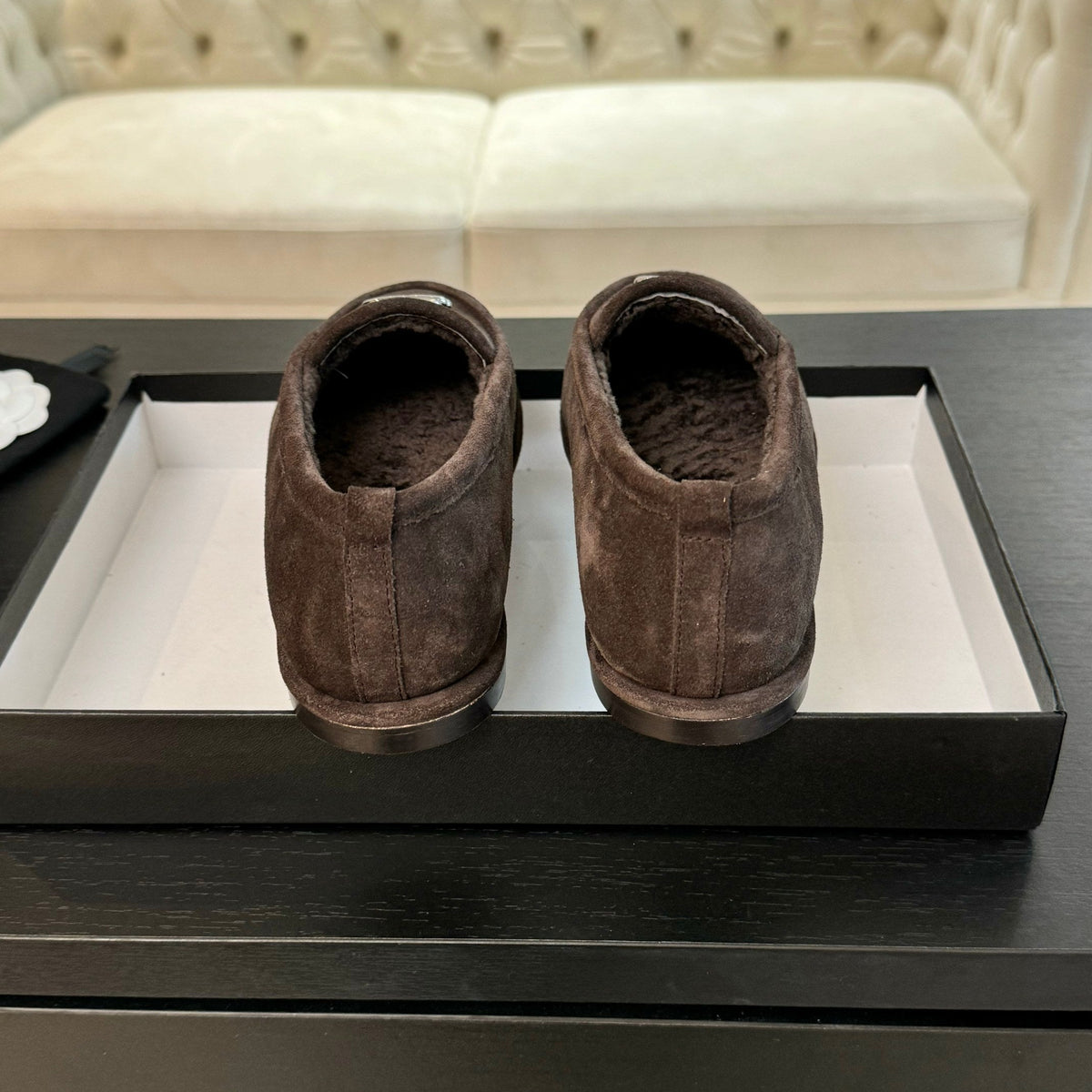 CC Moccasins Gray Brown Suede And Wool