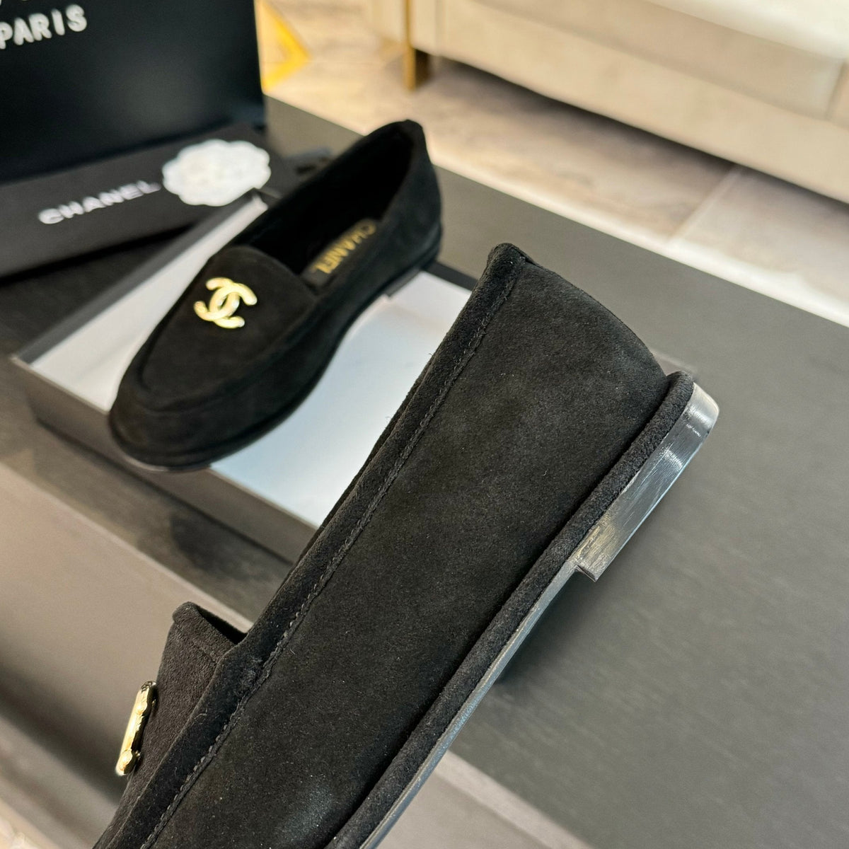 CC Moccasins Black Suede And Wool