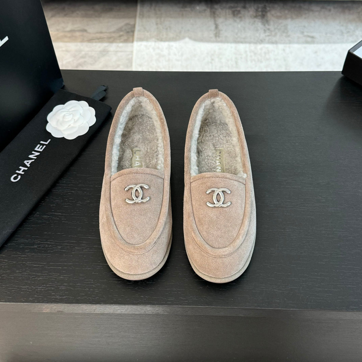 CC Moccasins Grey Suede And Wool