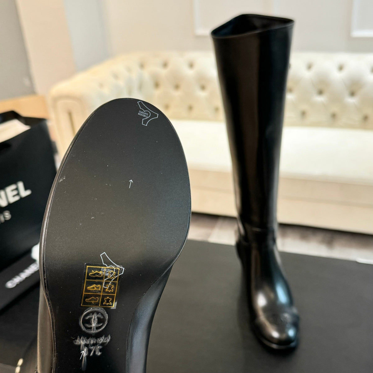 CC High Boots 75mm Black Print Cowhide