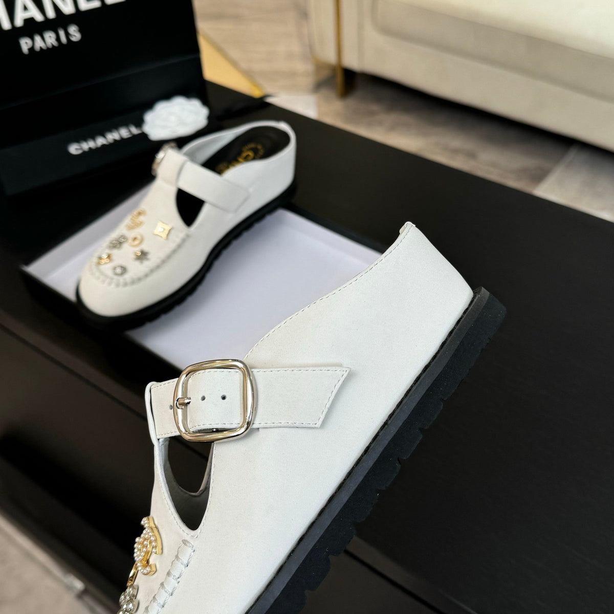 CC 25C Mule Sandal White Imported Cowhide 212943