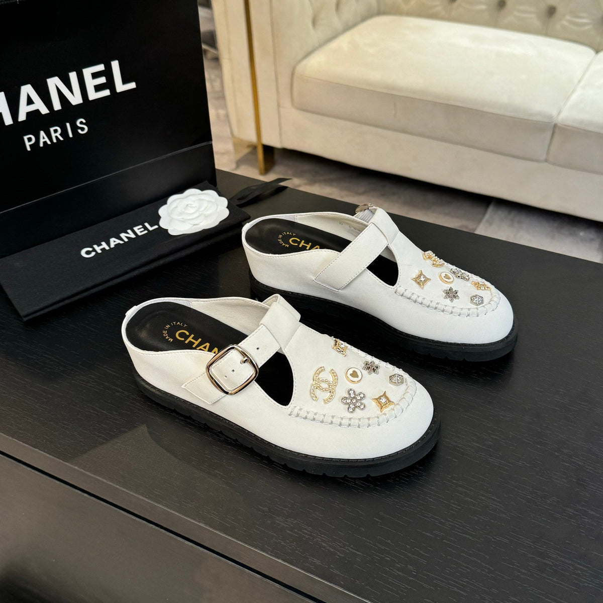 CC 25C Mule Sandal White Imported Cowhide 212943