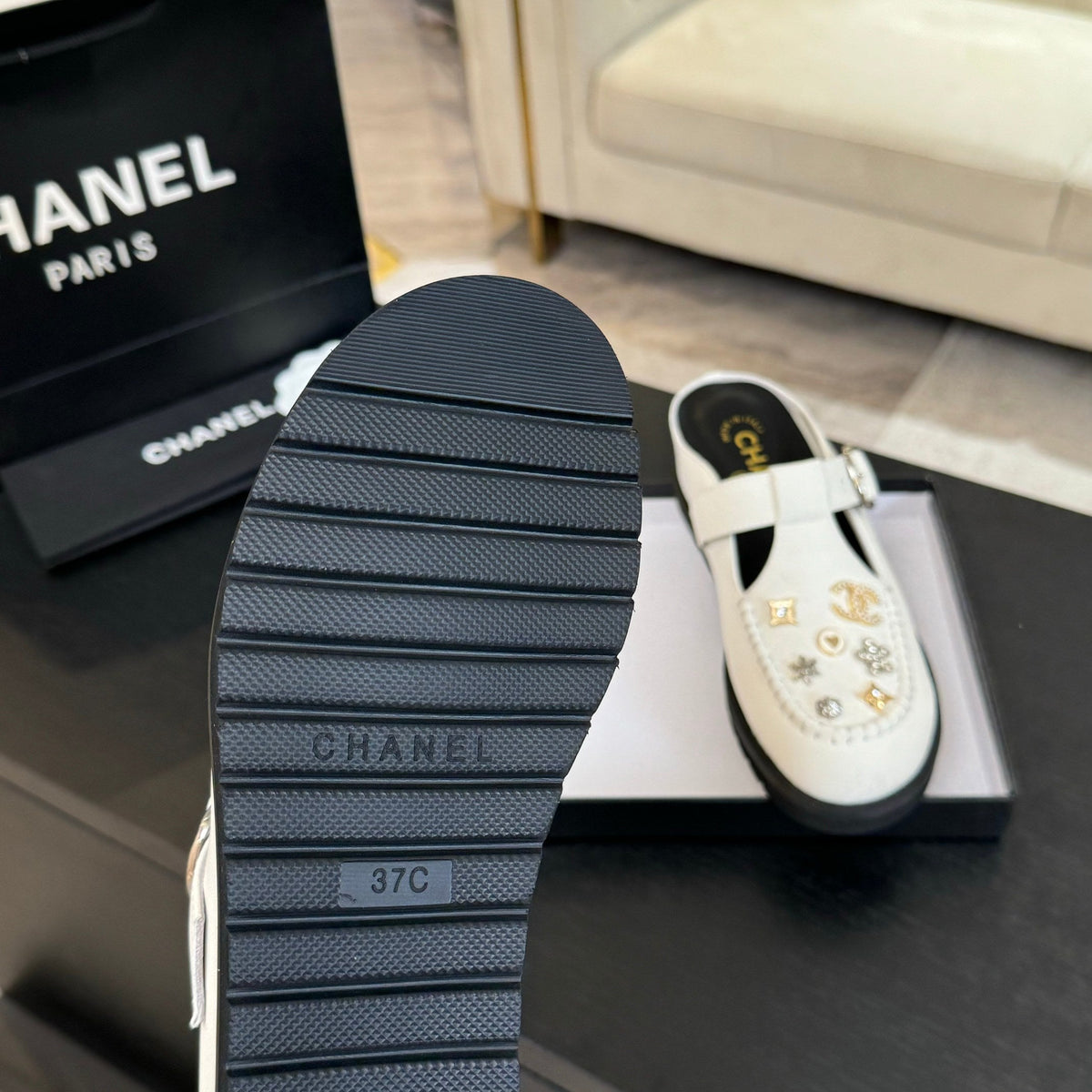 CC 25C Mule Sandal White Imported Cowhide 212943
