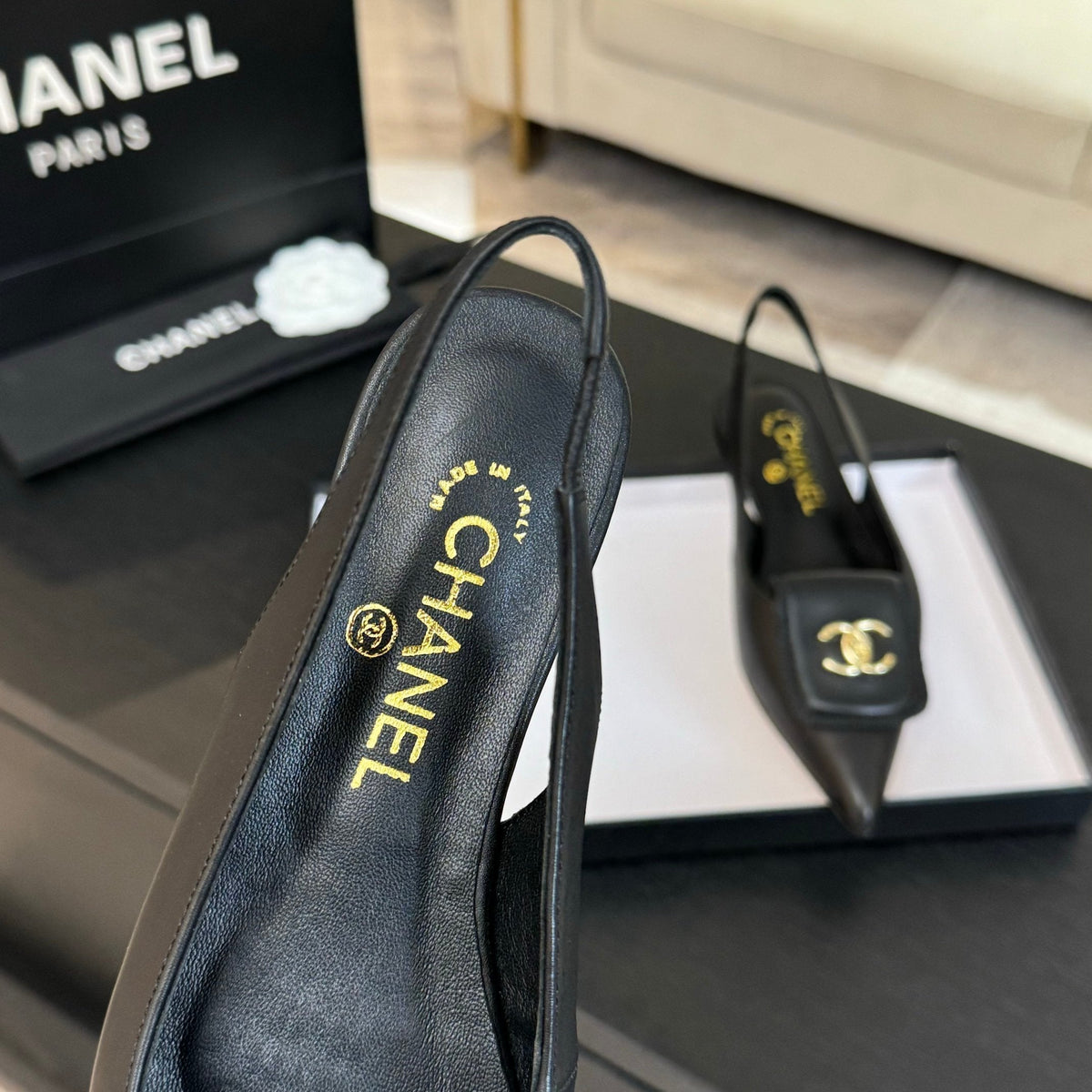 CC 25C Slingback Flat Black Genuine sheepskin 212949