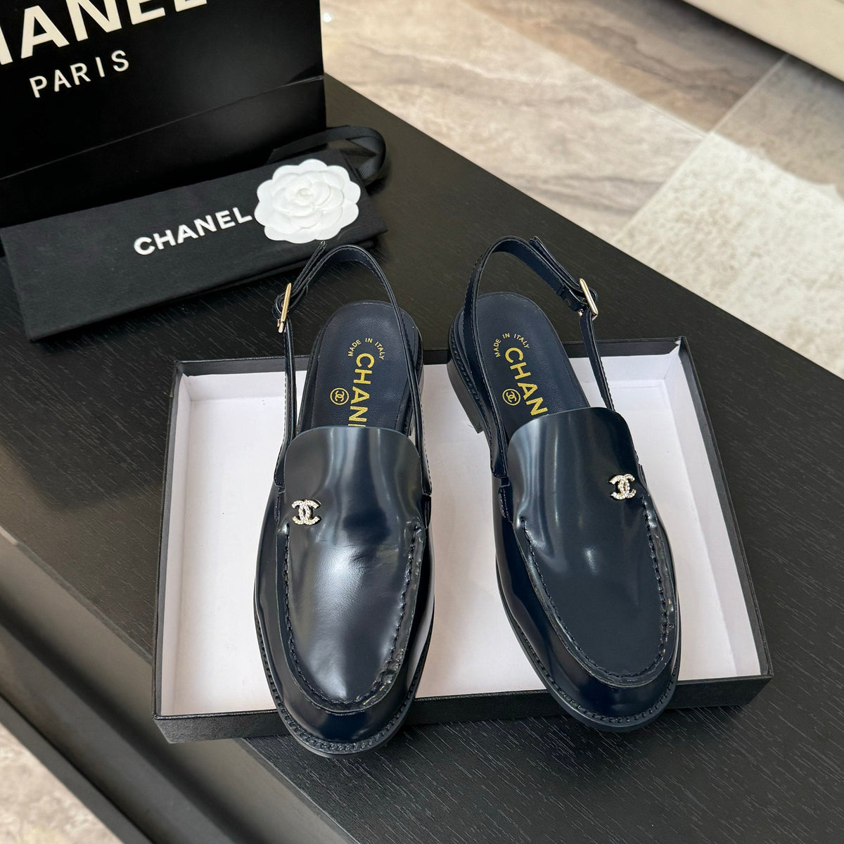 CC 25C Slingback Loafer Dark Blue Patent Leather