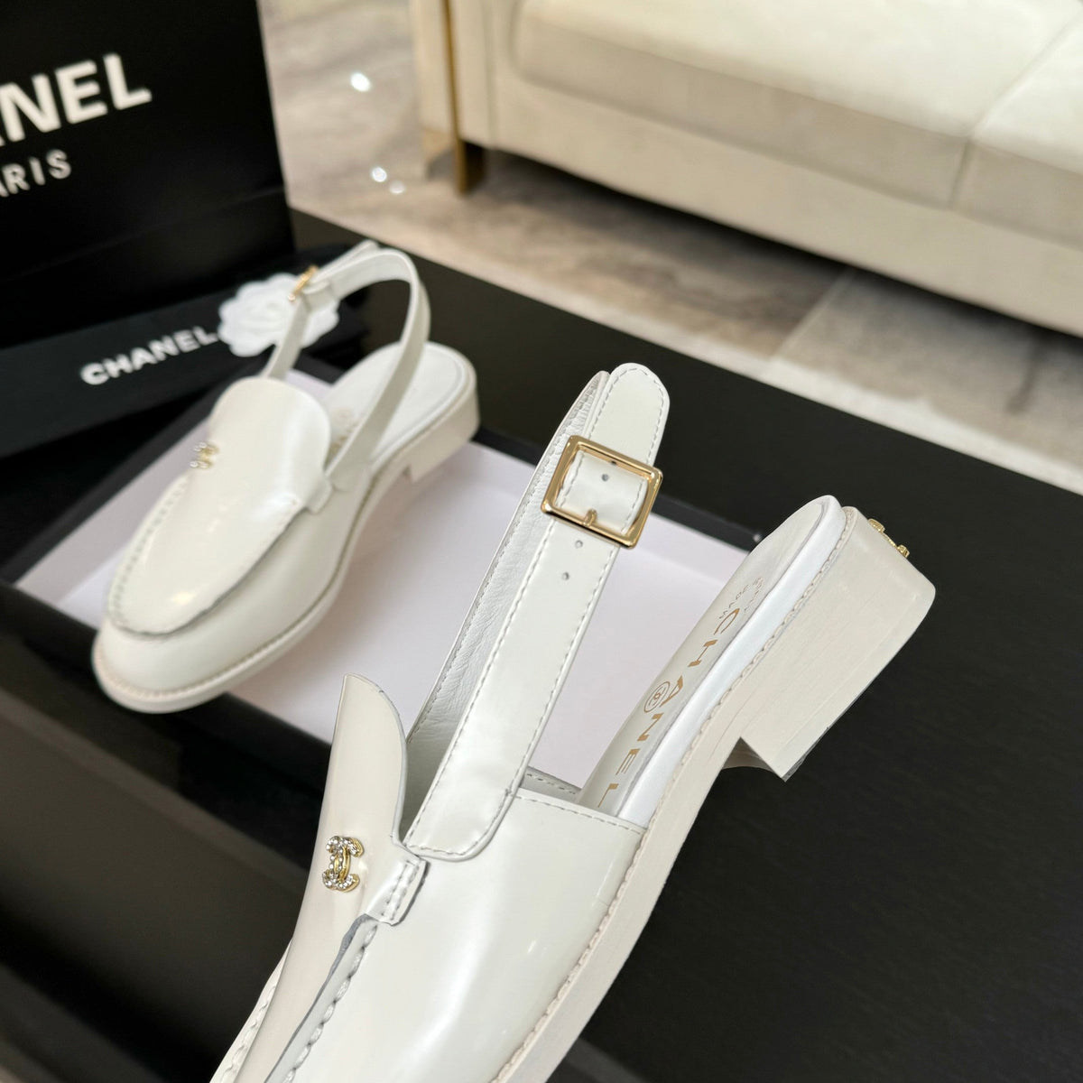 CC 25C Slingback Loafer White Patent Leather