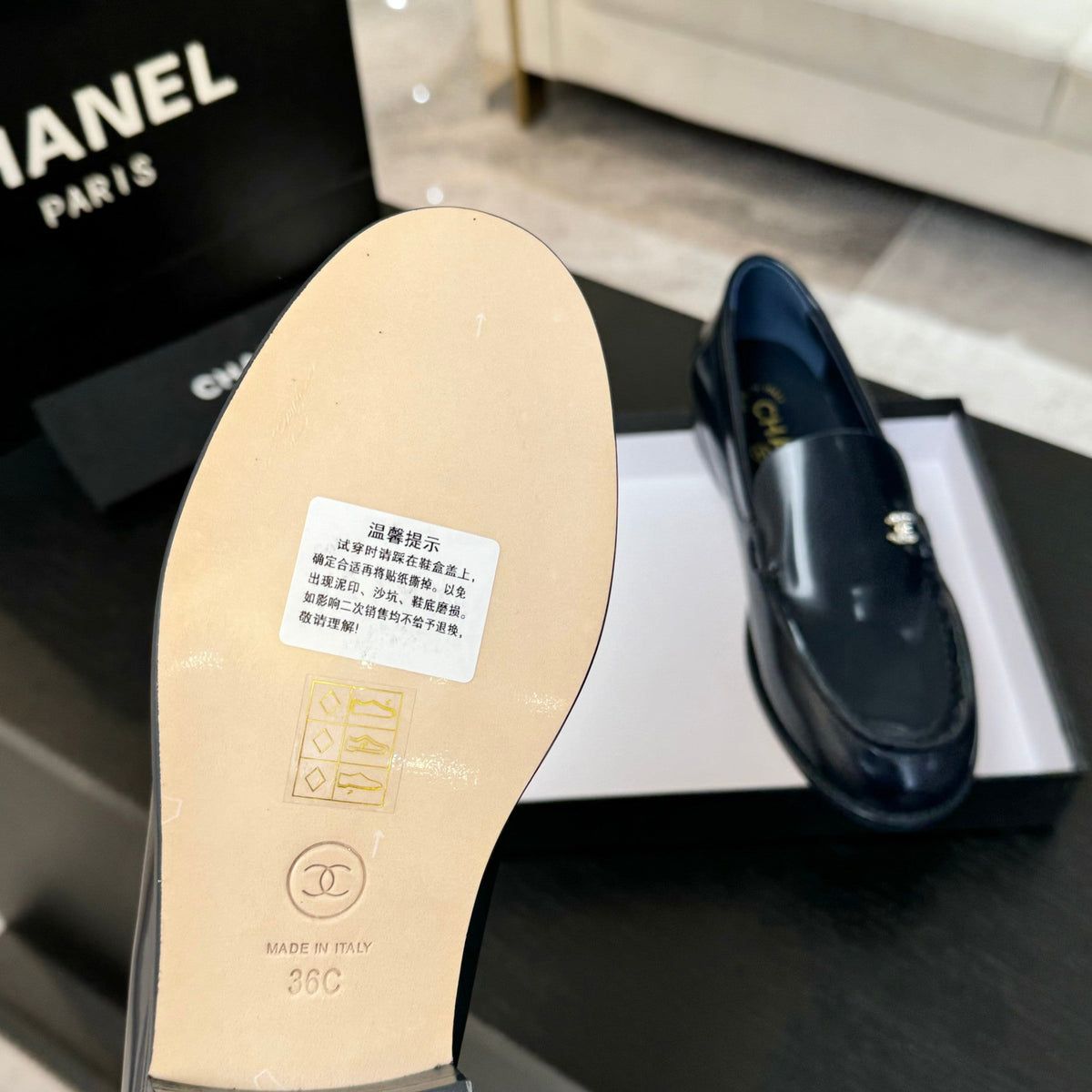 CC 25C Moccasins Dark Blue Patent Leather