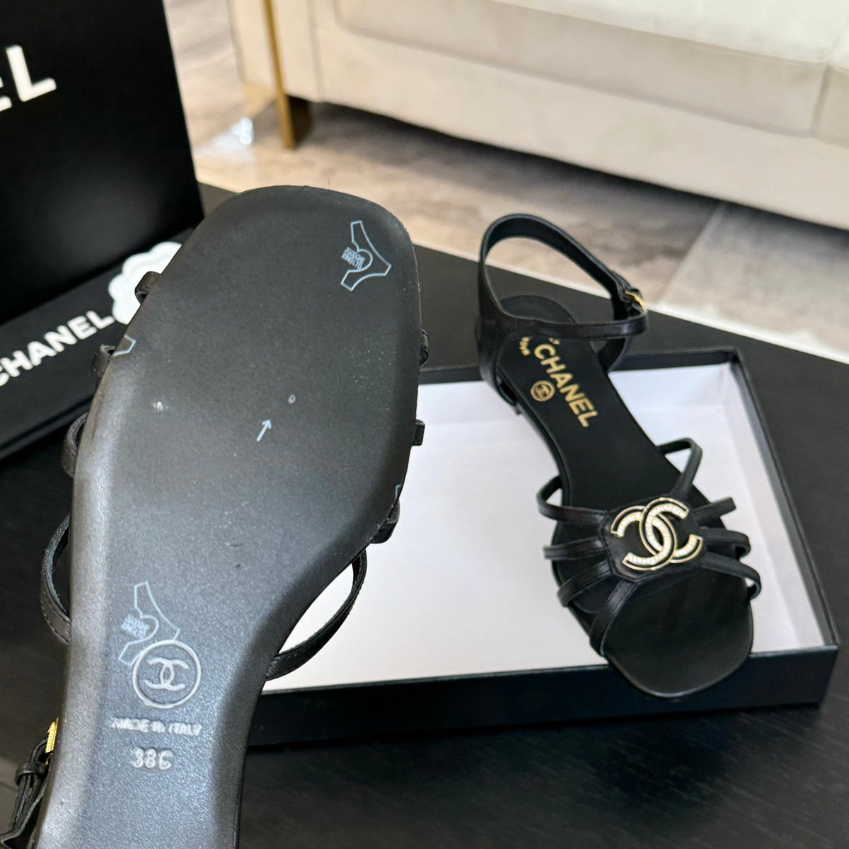 CC 15mm Sandal Black Sheepskin 212924