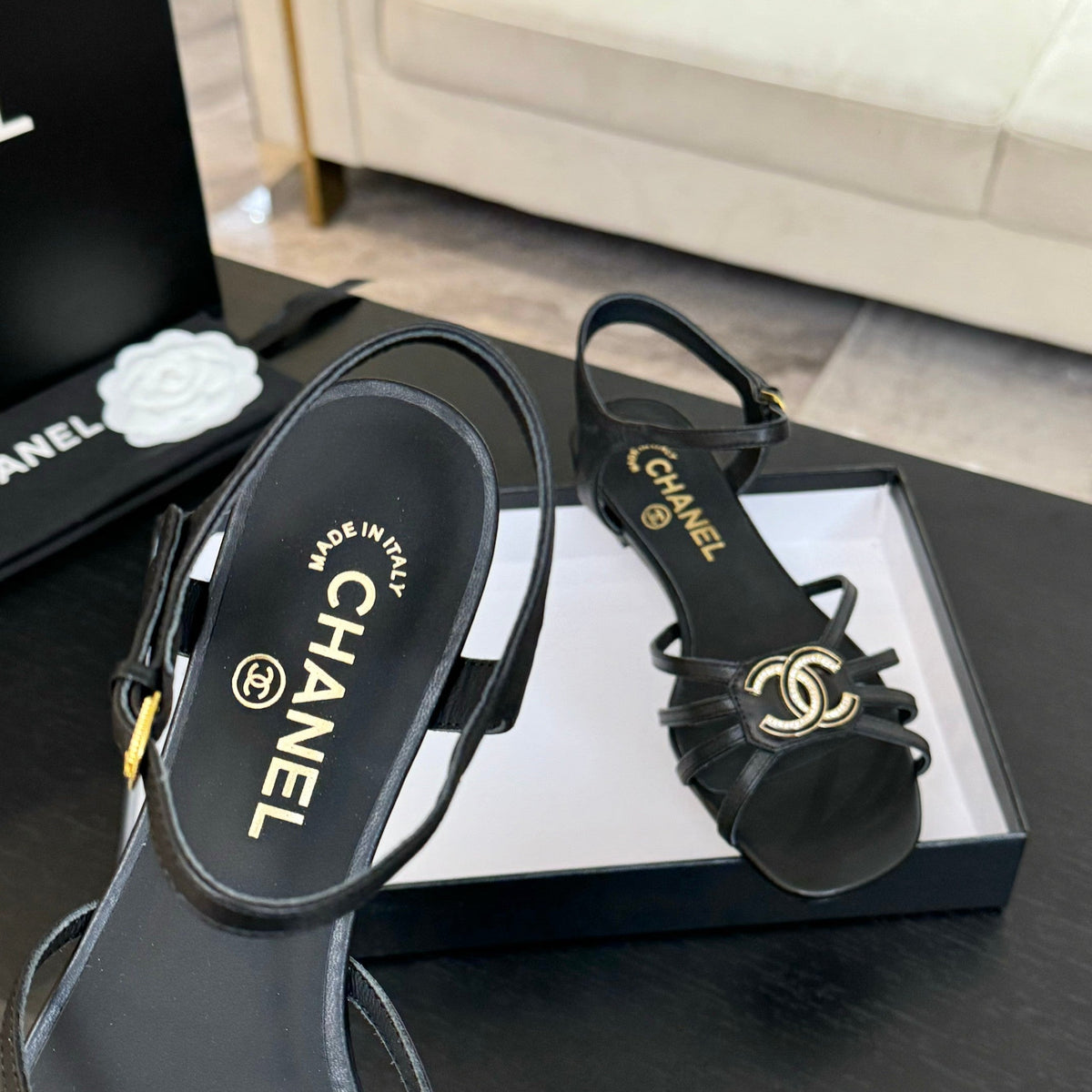 CC 15mm Sandal Black Sheepskin 212924