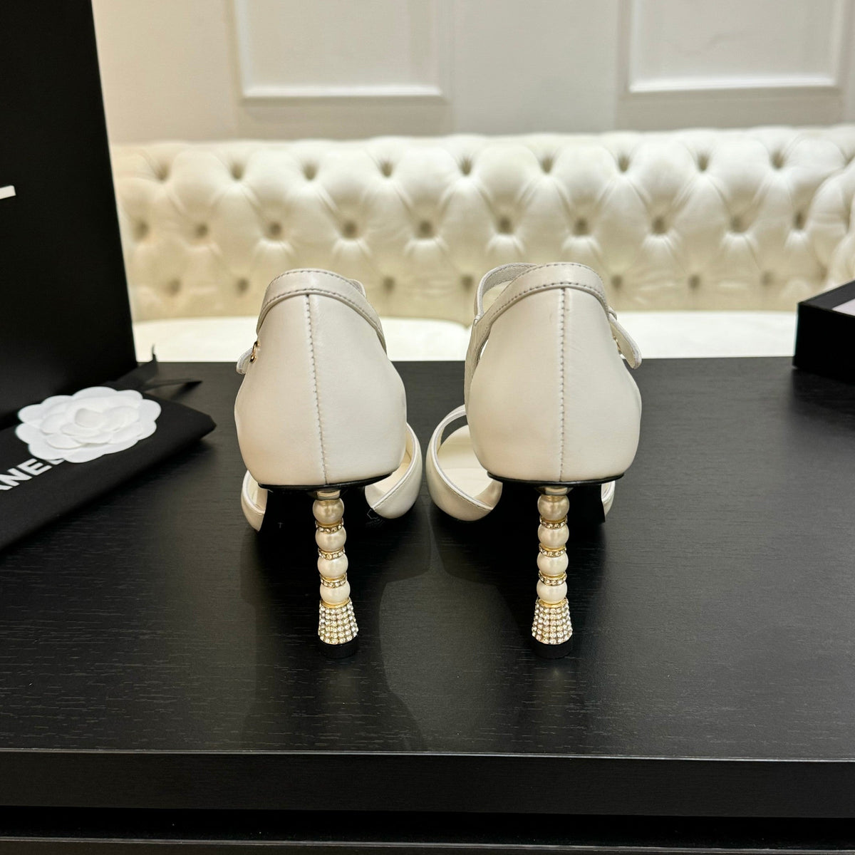 CC 25S Sandal Heel 85mm White Calfskin