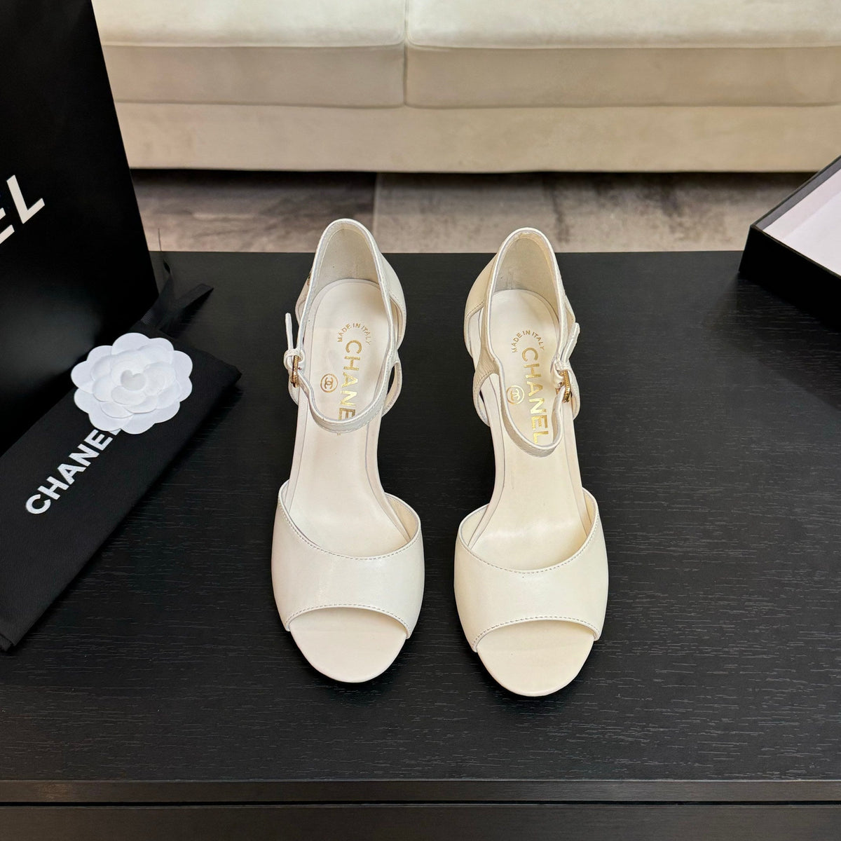 CC 25S Sandal Heel 85mm White Calfskin
