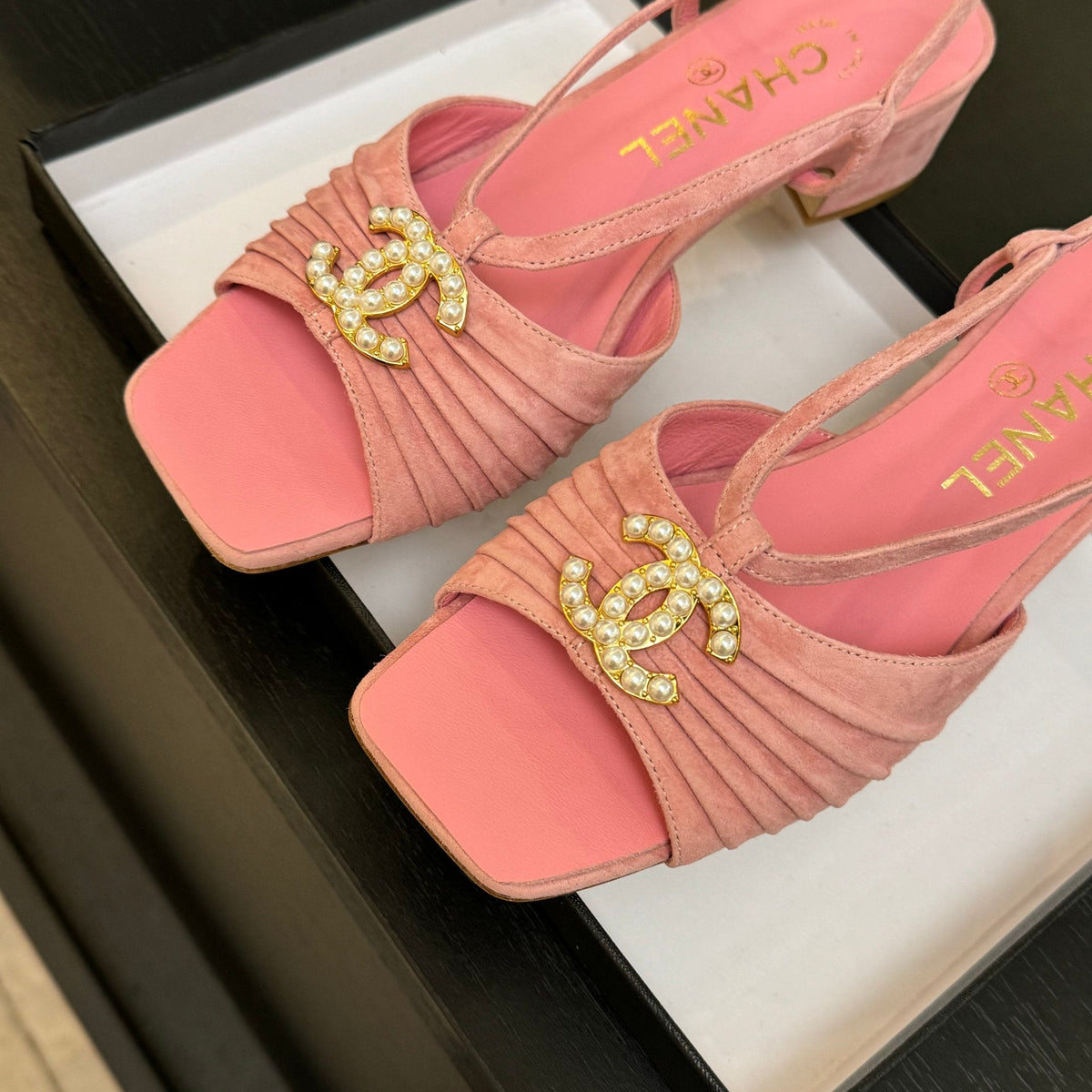 CC 25S Sandal Heel 50mm Pink Kidskin