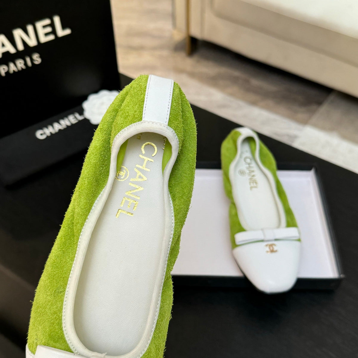 CC Ballet Flats Green Cowhide 313472