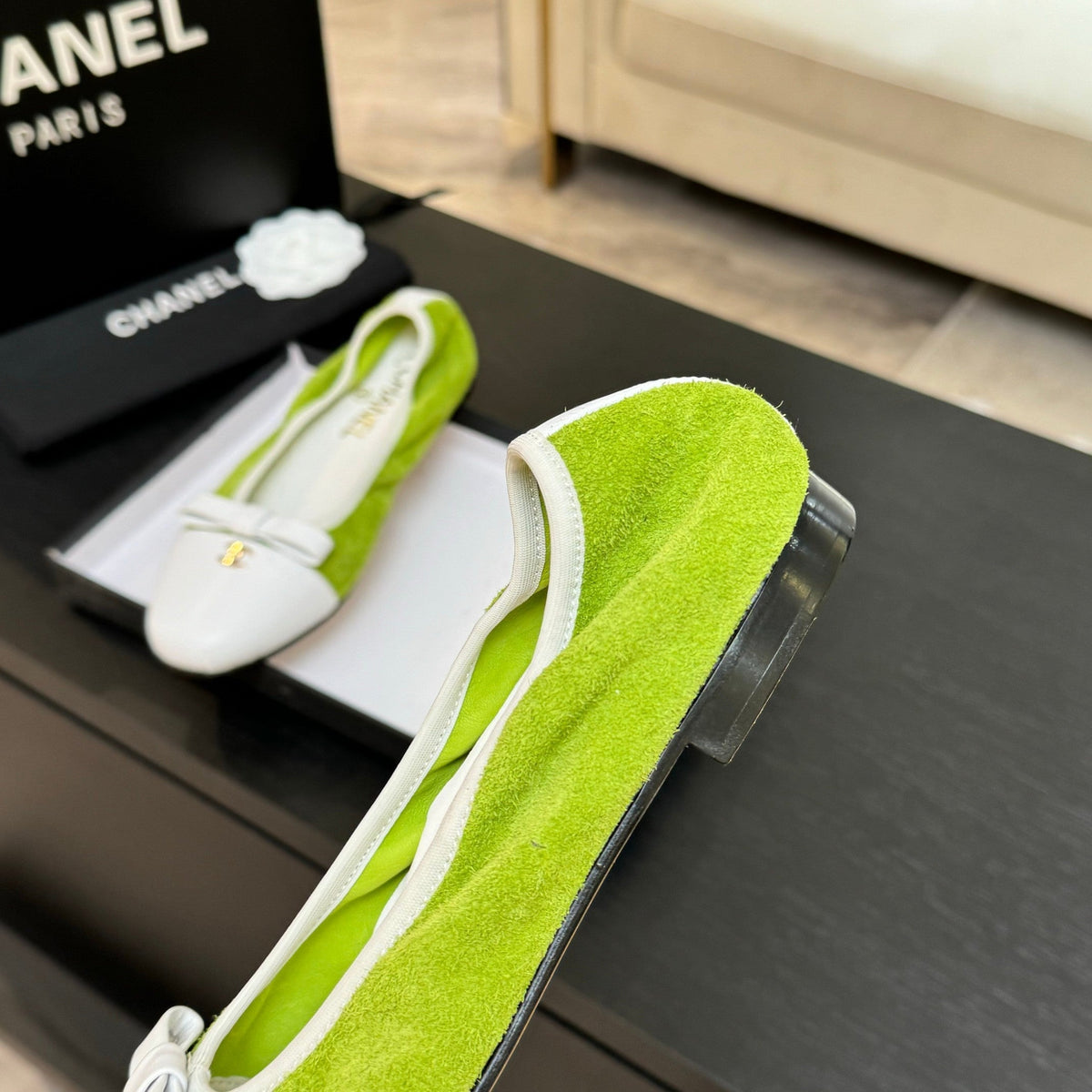 CC Ballet Flats Green Cowhide 313472