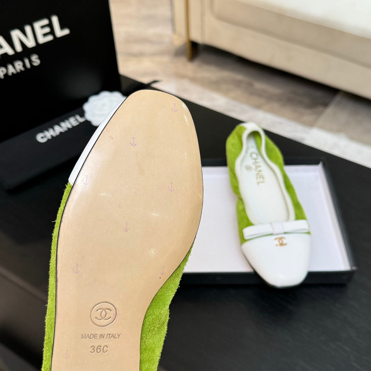 CC Ballet Flats Green Cowhide 313472