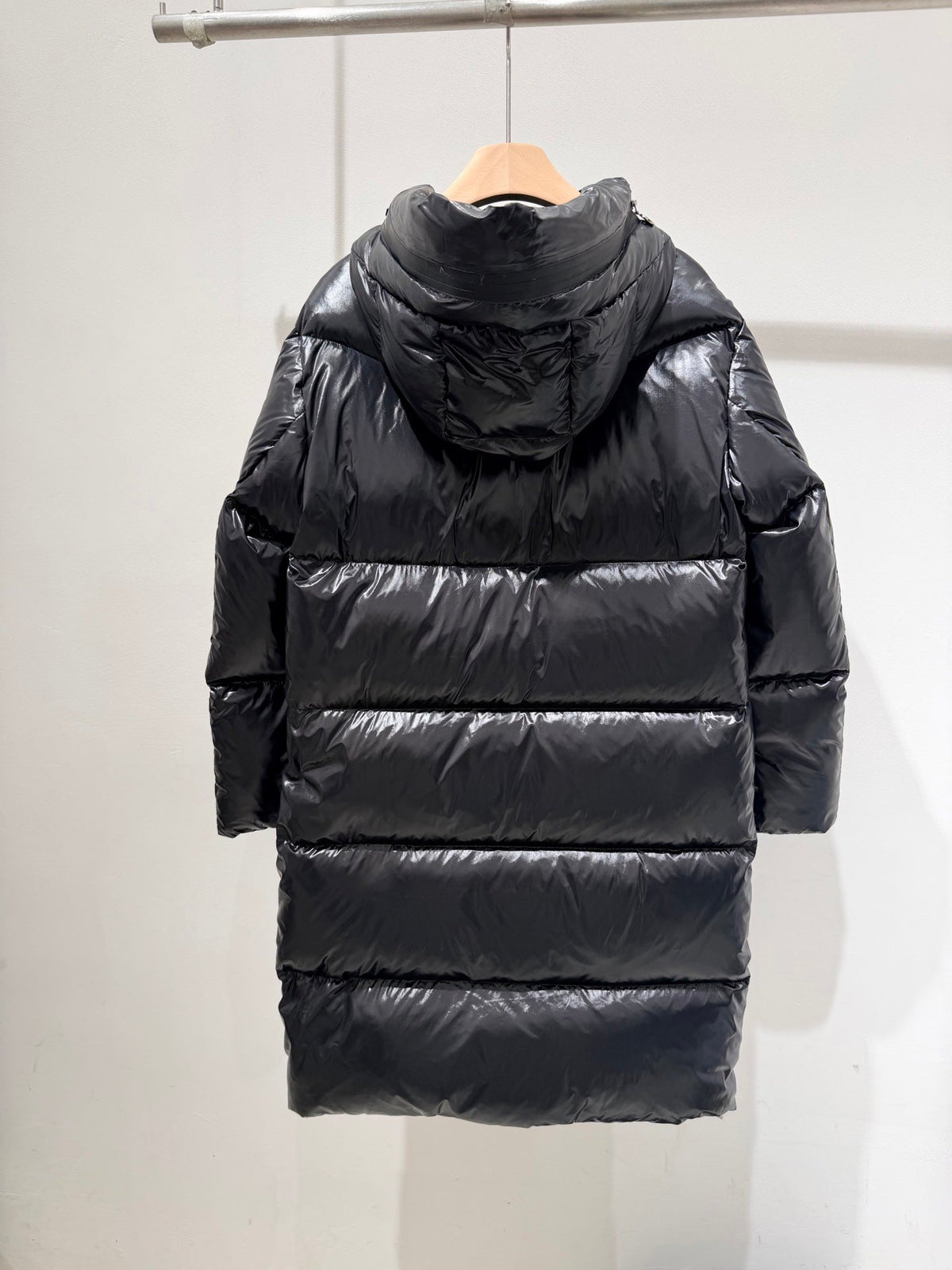MC 2025 Long Down Coat Glossy Black Polyester