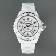 J12 Date Automatic White Ceramic Black Numerals White Dial