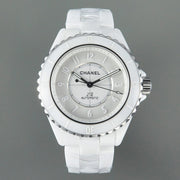 J12 Automatic White Ceramic White Numerals Black White Hands White Dial