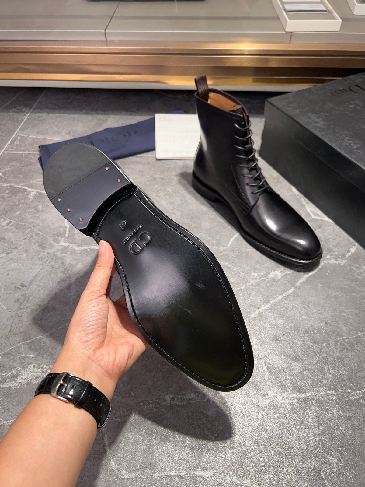 CD JUMP LACE-UP BOOT BLACK CALFSKIN