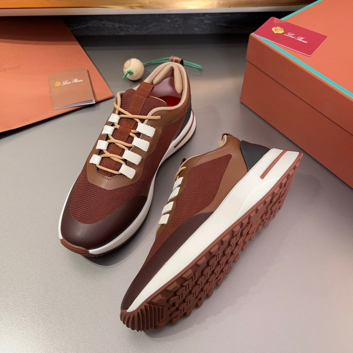 LP BRUNELLO SNEAKERS BROWN AND CHOCOLATE MESH BREATHABLE