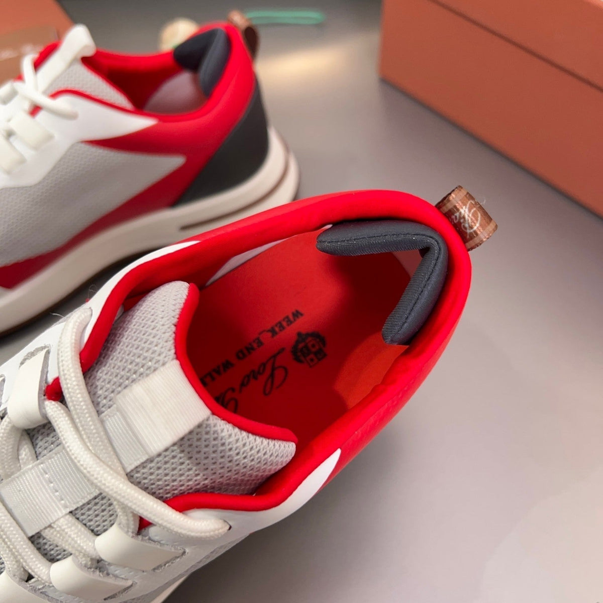 LP BRUNELLO SNEAKERS LIGHT GRAY AND RED MESH BREATHABLE