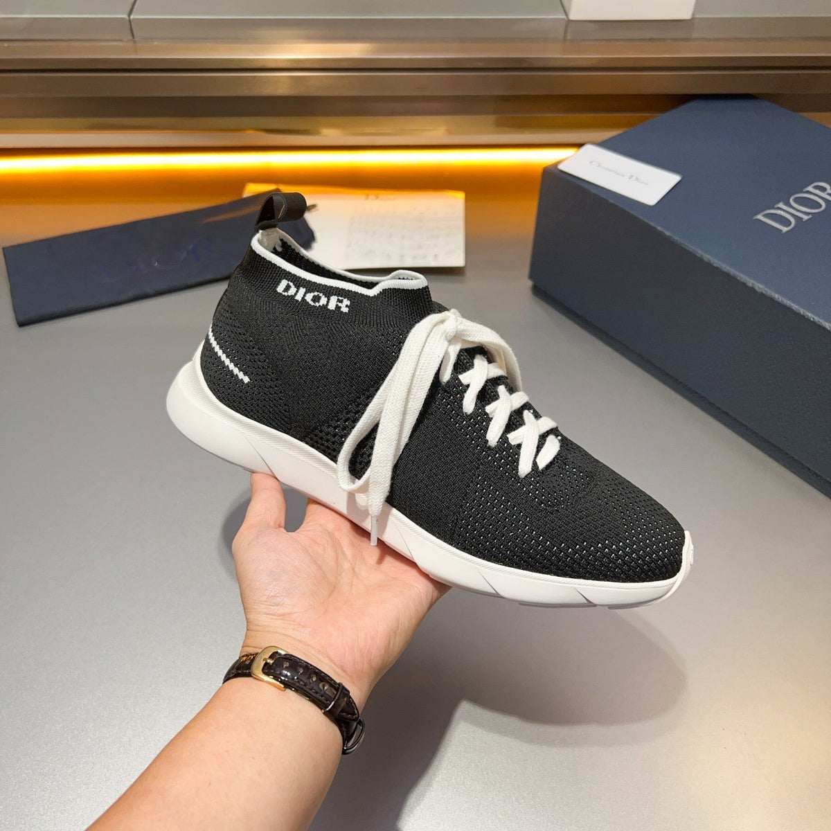 CD B21 LOW TOP KNIT SNEAKER BLACK FABRIC
