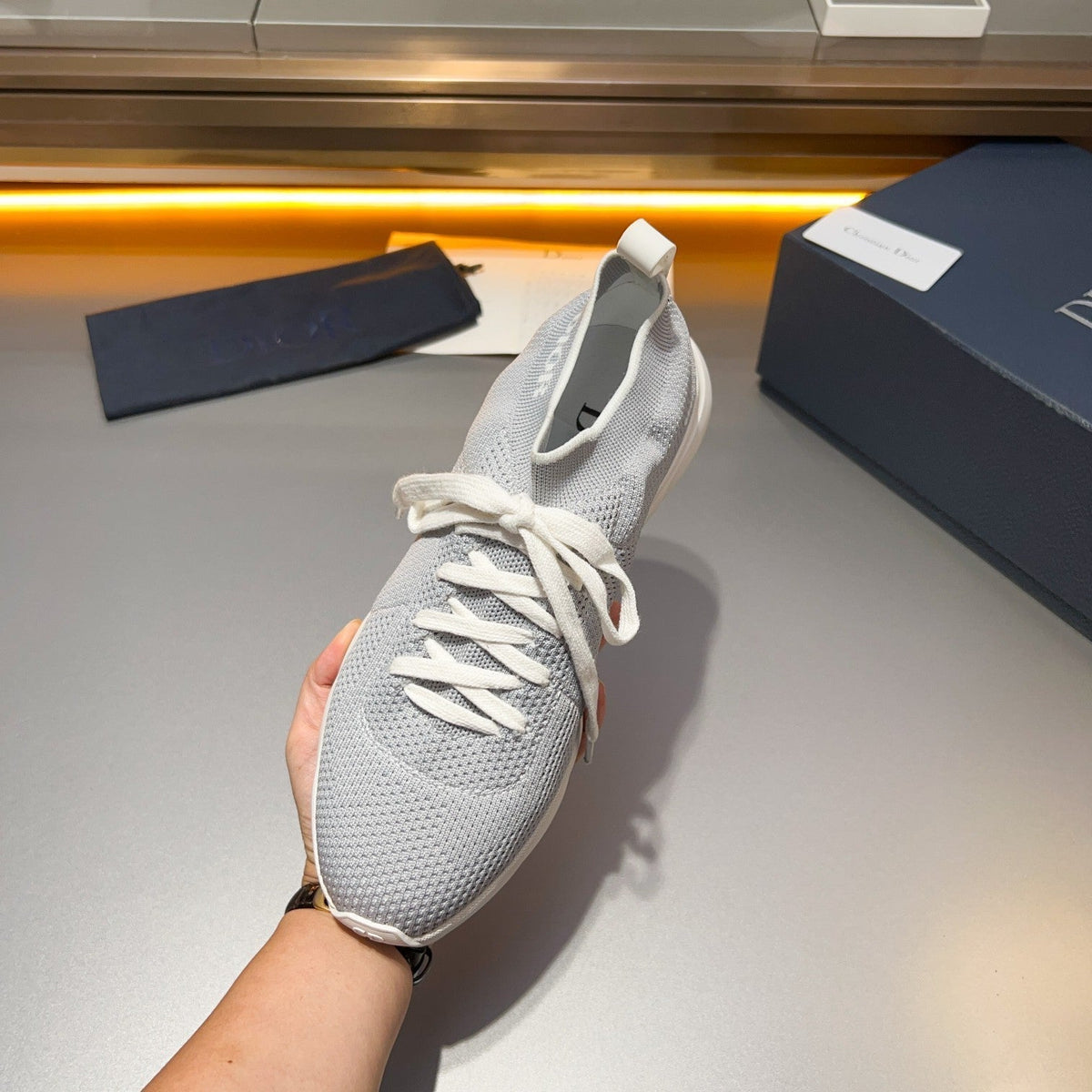 CD B21 LOW TOP KNIT SNEAKER LIGHT GRAY FABRIC