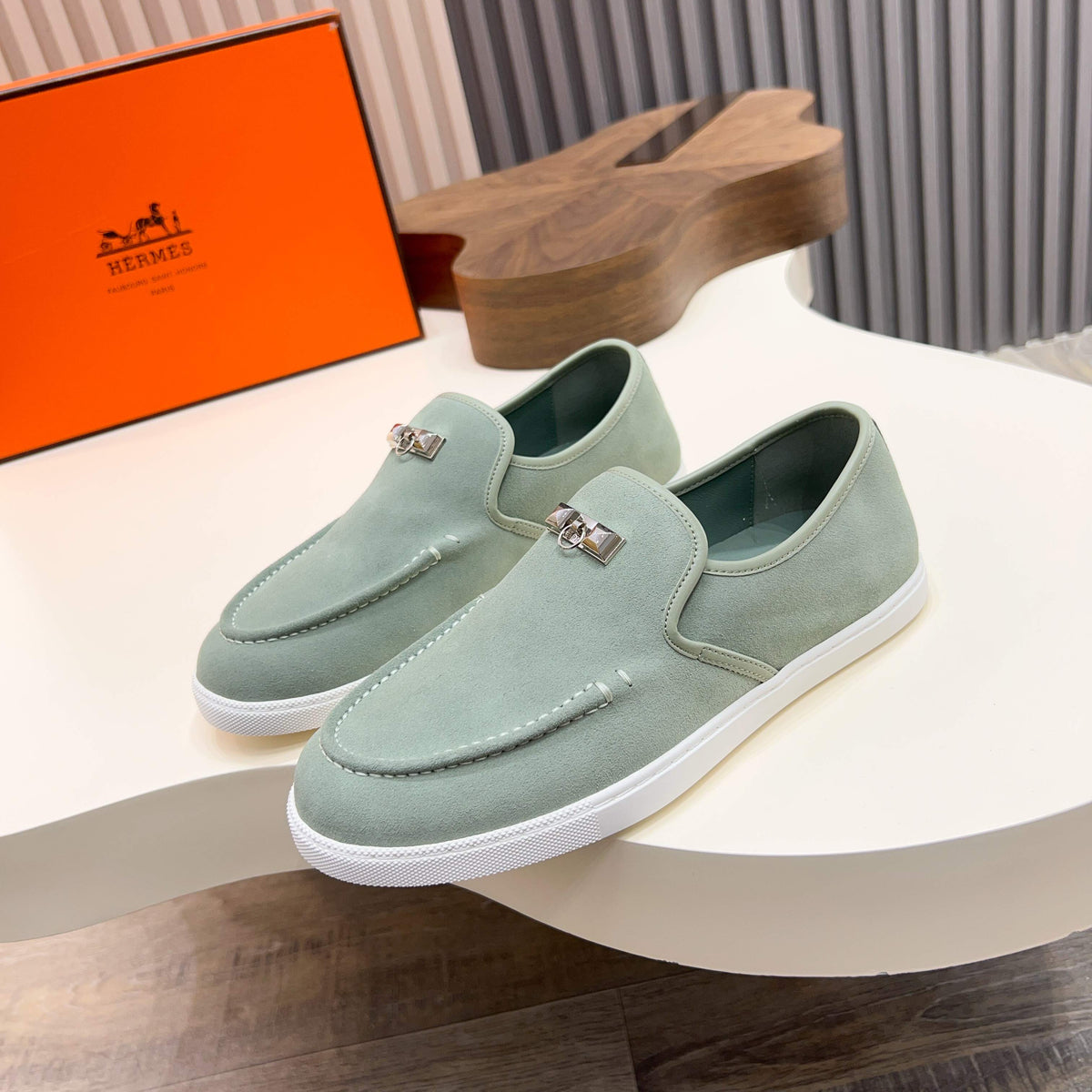 HM Men's Jour Loafer Pastel Green Suede 687434
