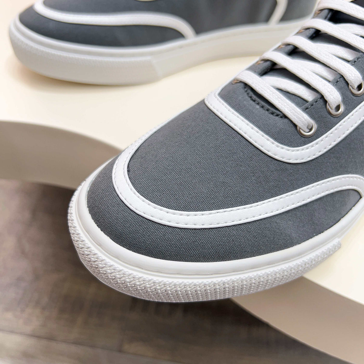 HM Men's Get Sneaker Grey Cowhide Canvas 723509
