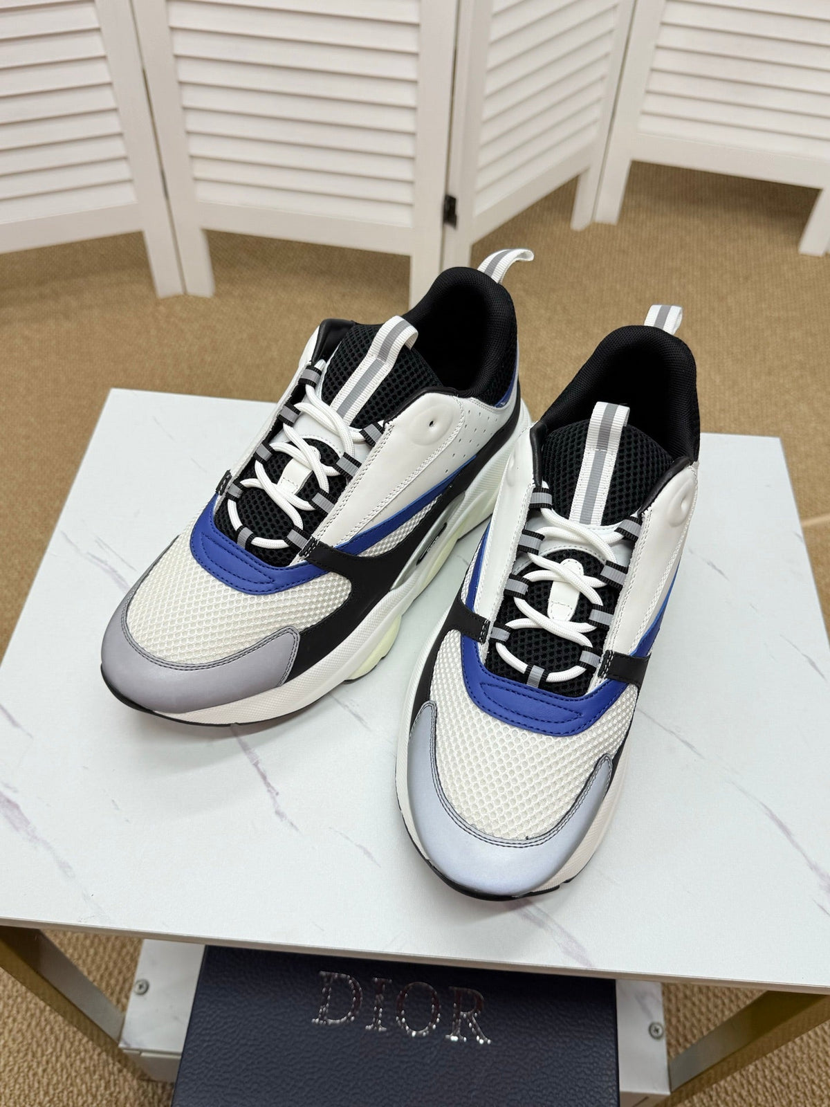 CD B22 Sneaker White-black Mesh Calfskin 648066