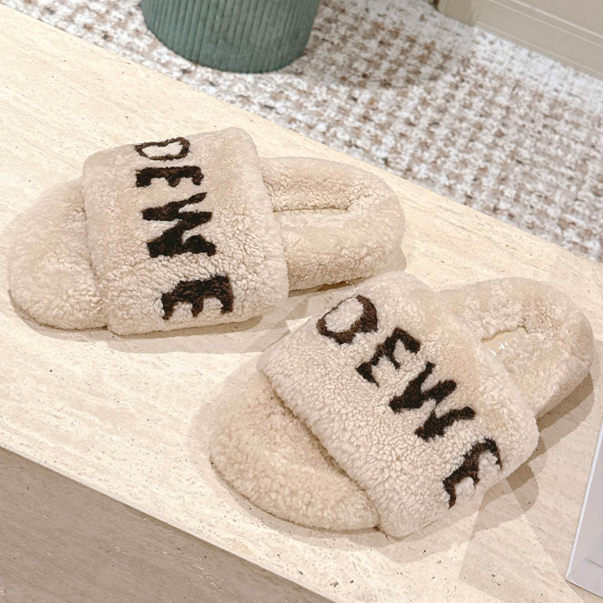 Loewe 2025 Fur Slipper Beige Wool 556017
