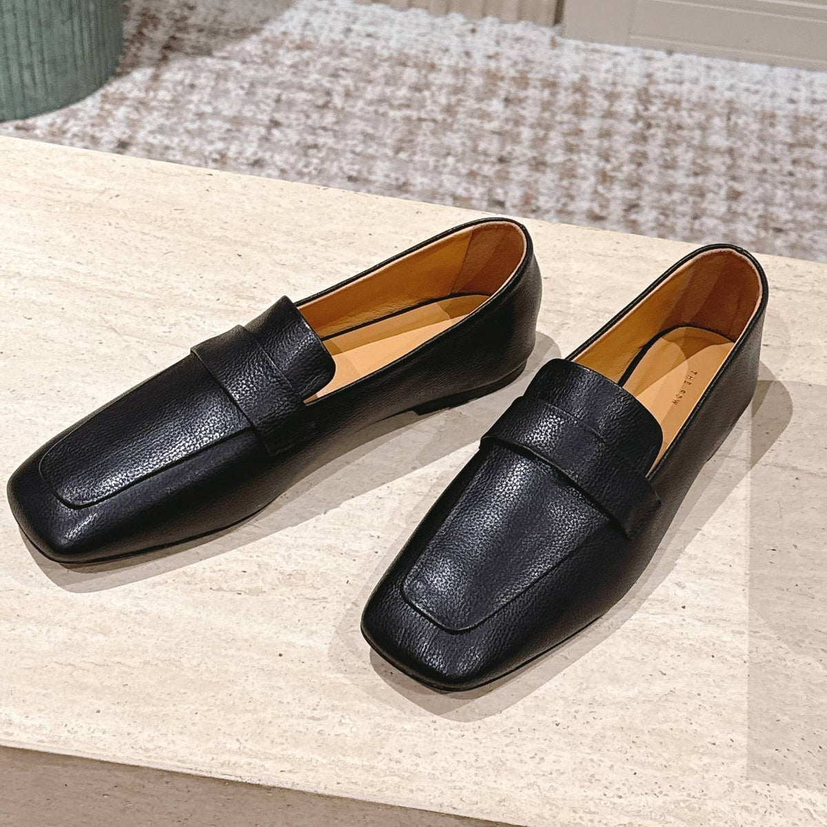 The Row 2025 Square Toe Loafer Black Sheepskin 556138