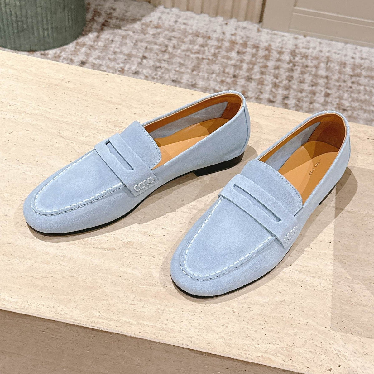 The Row 2025 Loafer Light Blue Suede 556140