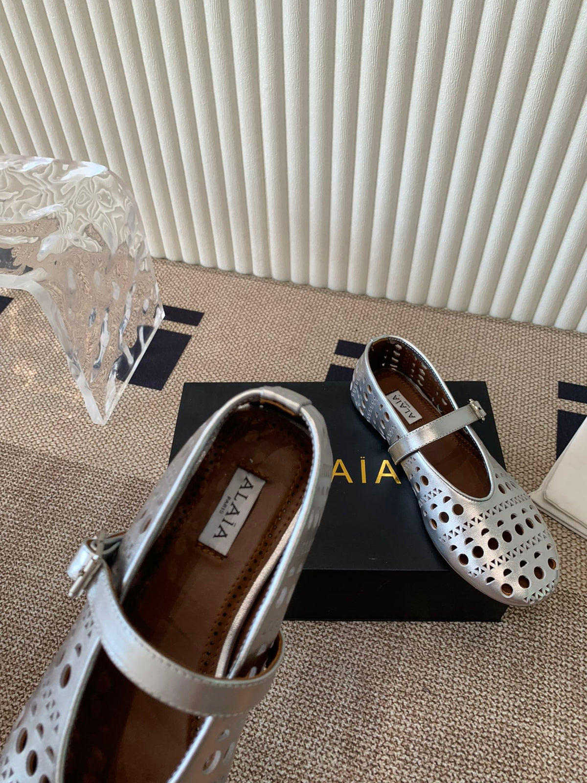 ballet flat in vienne silver metalic lambskin