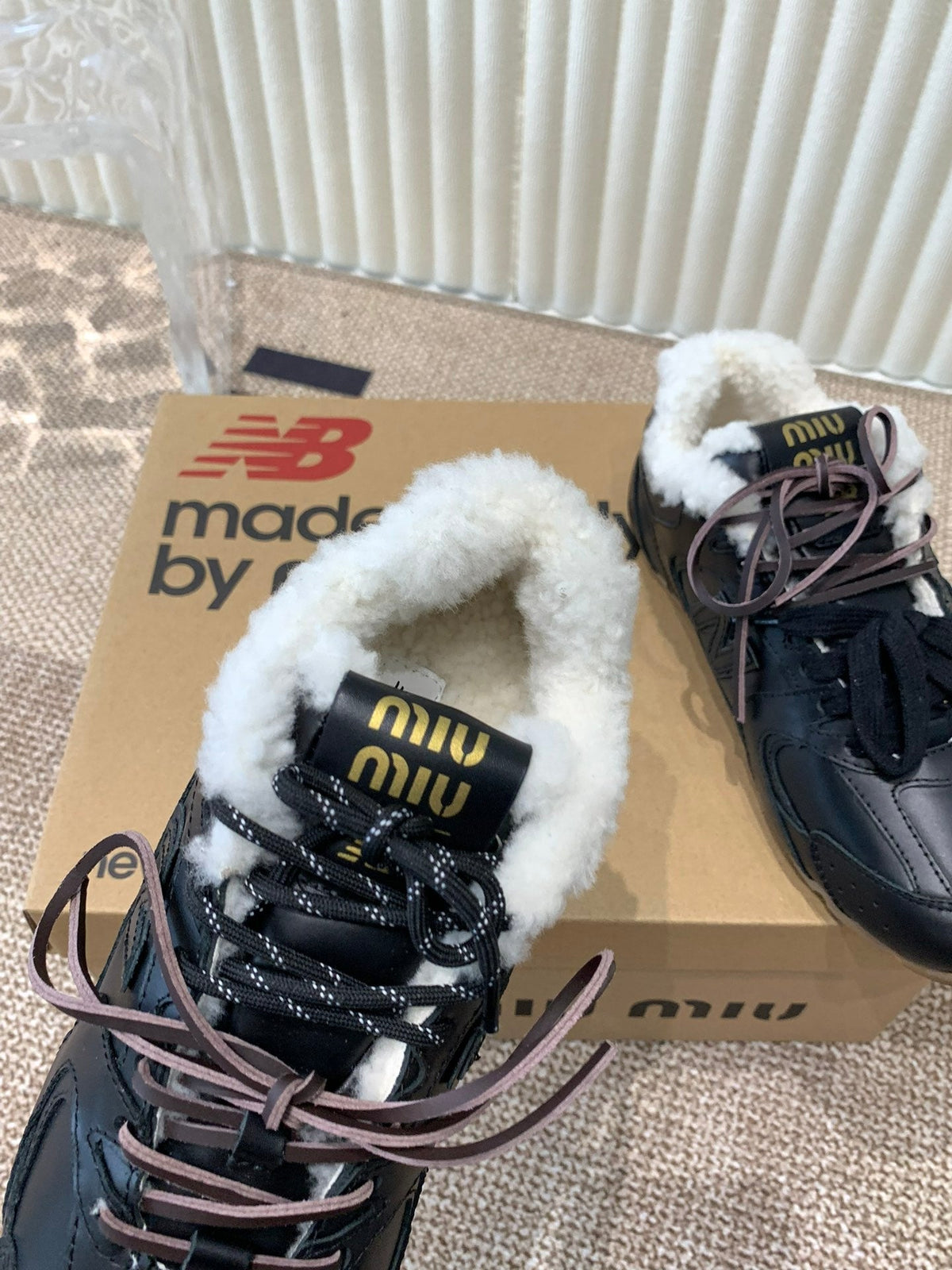 Miu x Balance Sneakers Black Cowhide