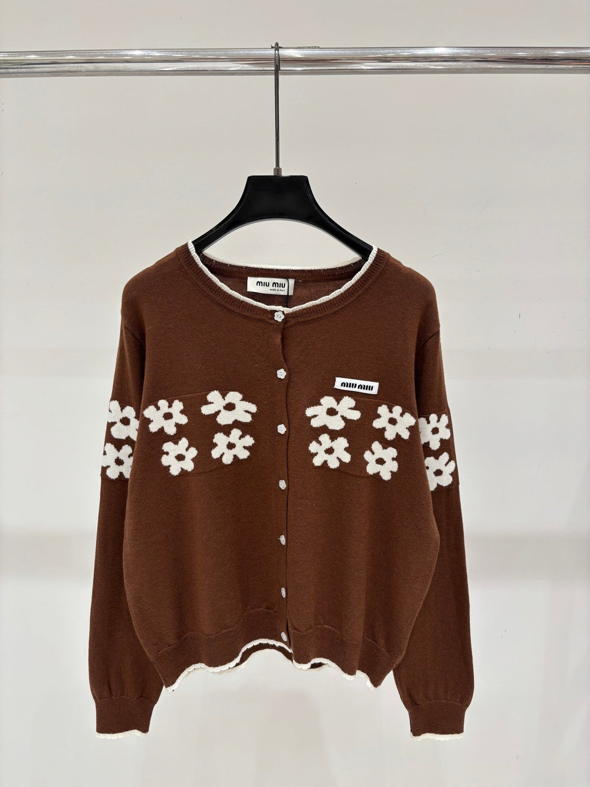 Miumiu 2026 Crew-Neck Embroidered Cardigan Wool 431814