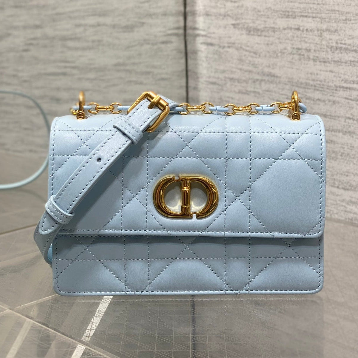 CD Miss Caro 17 Bag Blue Calfskin 229248