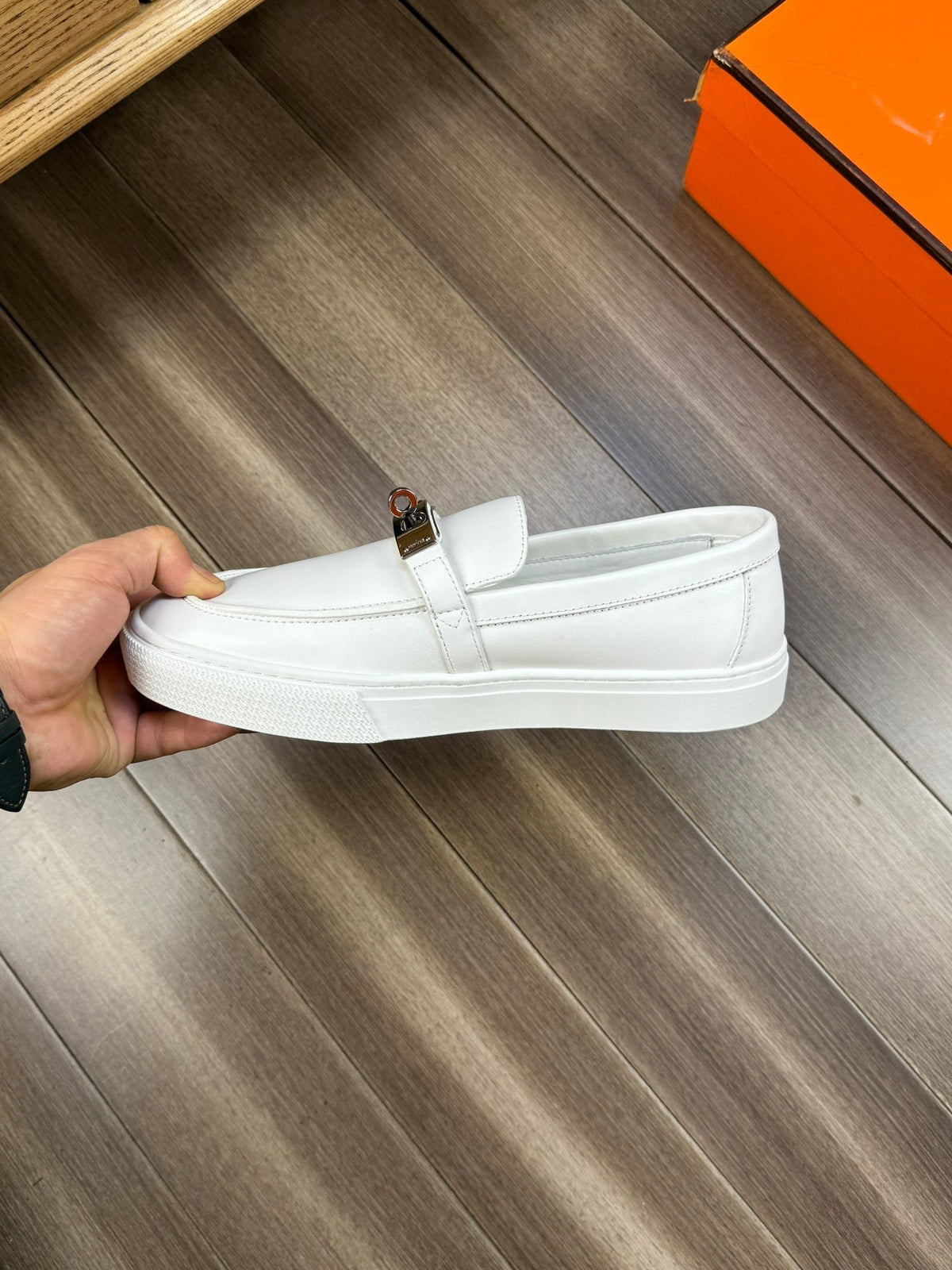 HM GAME SLIP-ON SNEAKER WHITE CALFSKIN