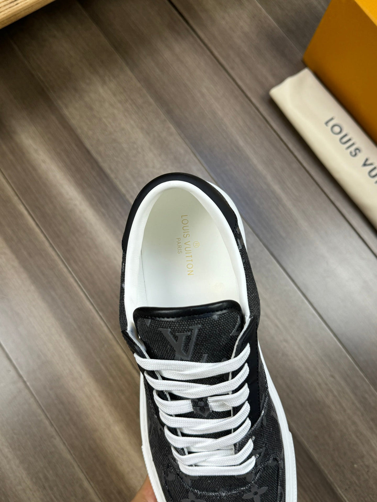 LV TRAINER SNEAKER IN CHARCOAL BLACK MONOGRAM DENIM