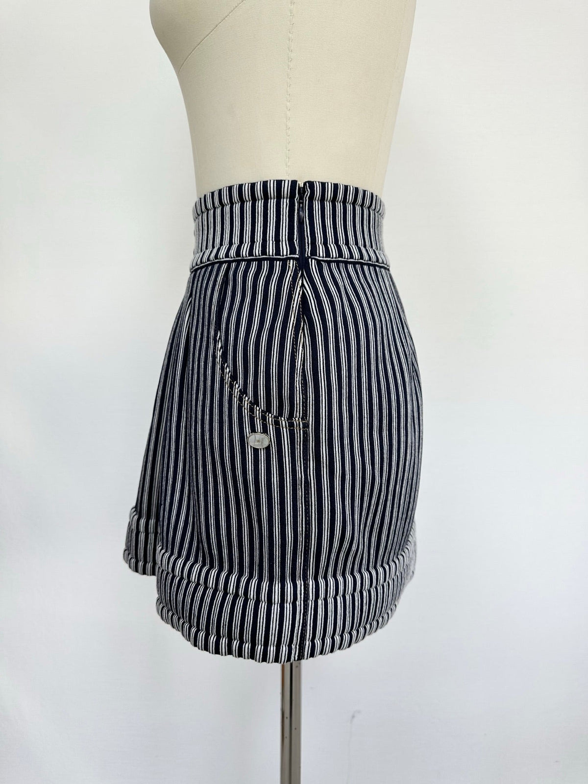 CC 25 Striped Skirt Blue Cotton