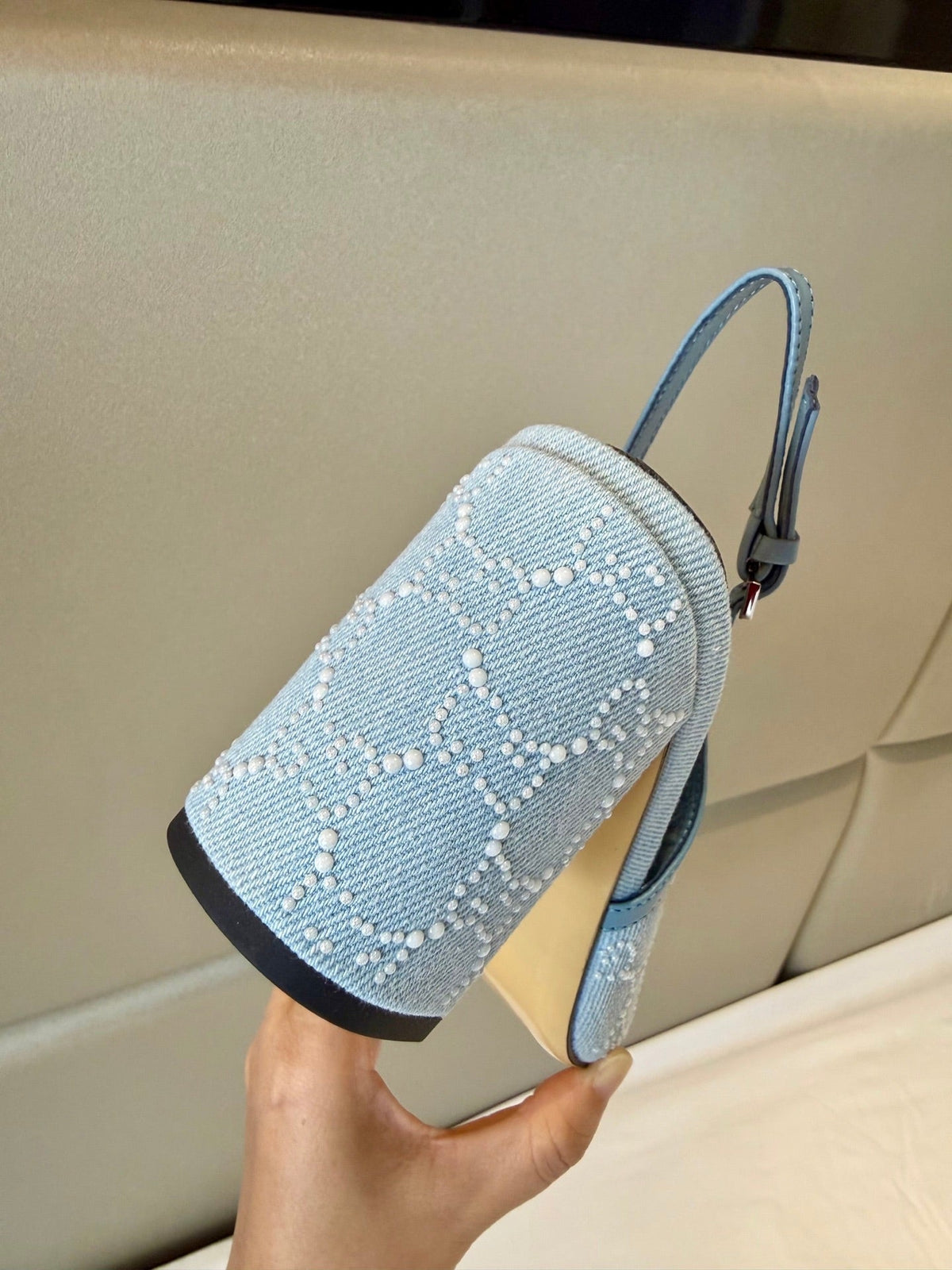 Gucci 2026 Marmont GG Slingback 80mm Denim 985640