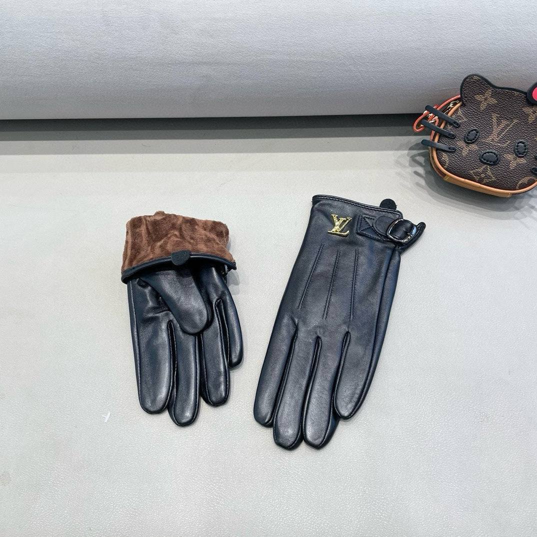 LV Gloves In Black Lambskin 453754